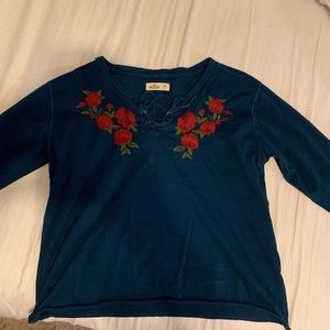 Navy Blue Rose Long Sleeve
